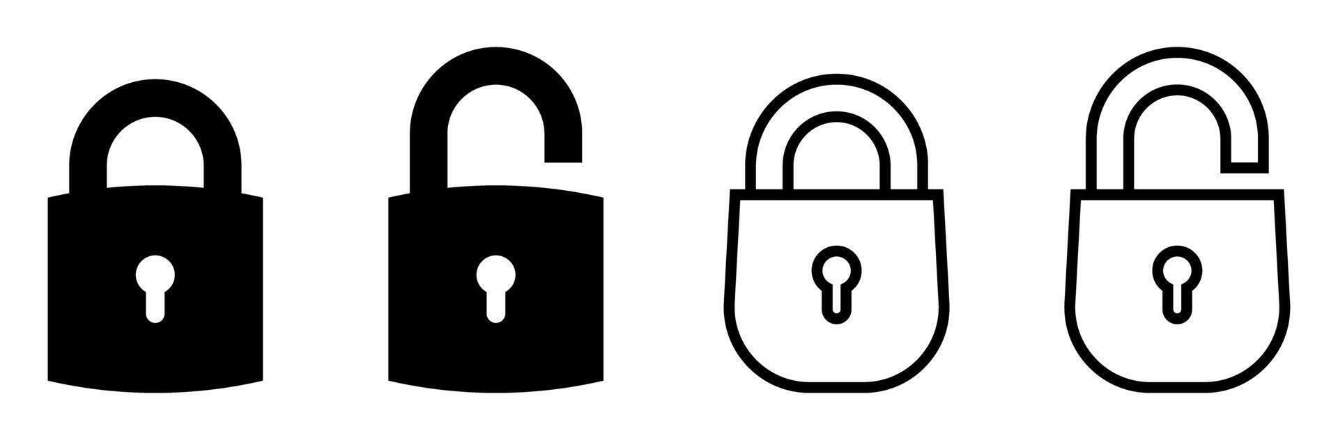 Open and closed padlock icons set vector