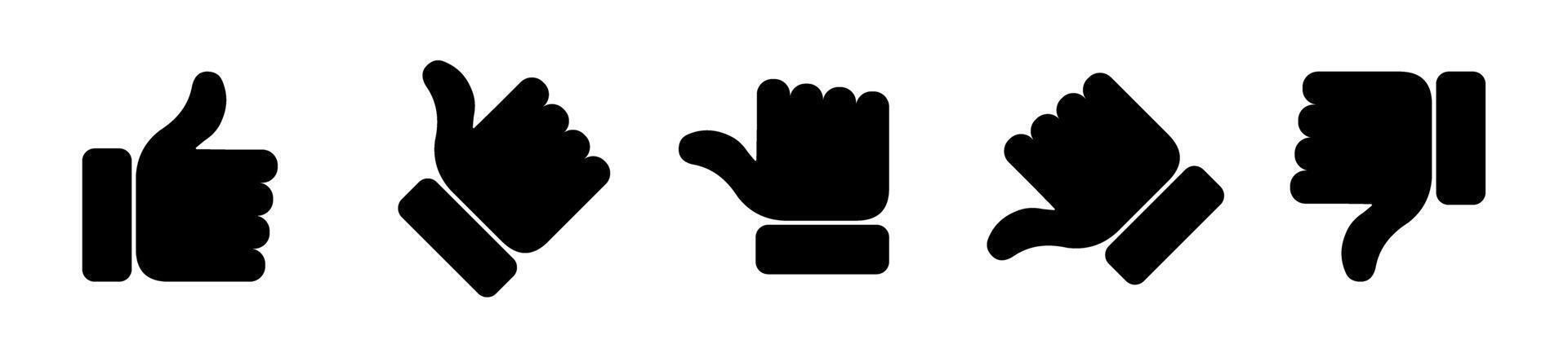Thumbs and hand gestures, thumbs up, down, and various signals vector