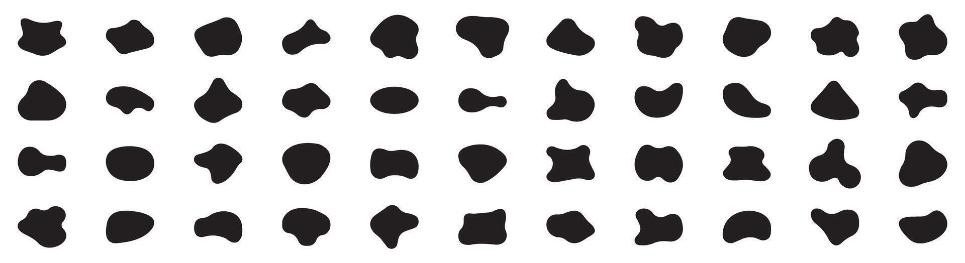 Blob shape organic set. Fluid black blob shape for abstract design. Irregular random minimal blob form. Abstract watery forms template. vector