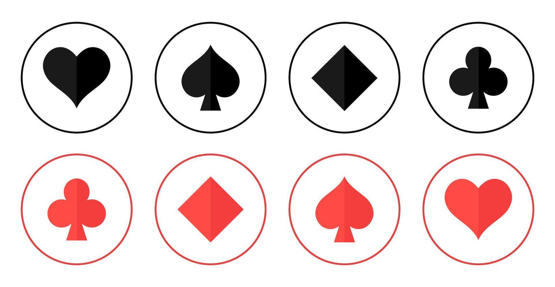 Classic playing card suits, hearts, spades, diamonds, and clubs symbols vector
