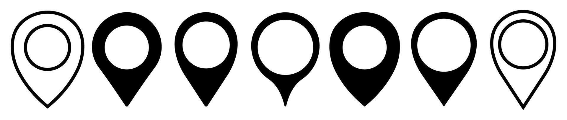 Set of black location pins vector