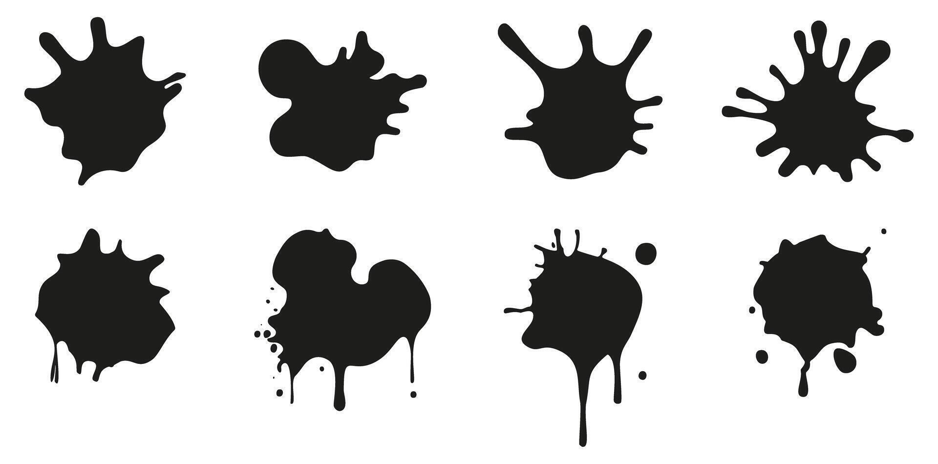 Black ink splatter set for creative design projects vector