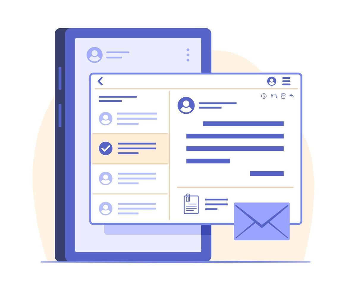 Smartphone Screen with Email Notification Application for Wireless Network Connection Technology Concept Illustration vector