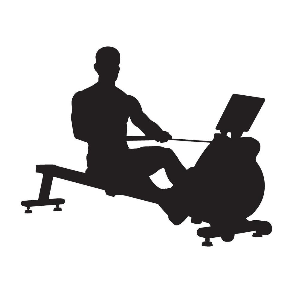 Workout Gym Rowing Machine Silhouette Illustration vector