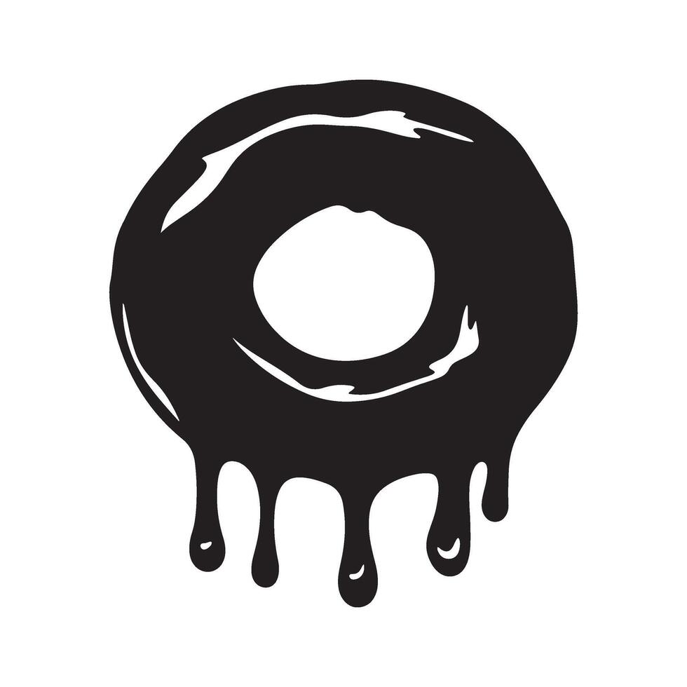 Doughnut with chocolate dripping silhouette vector
