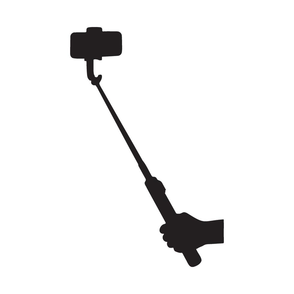 Smartphone on a Selfie Stick Silhouette Illustration vector