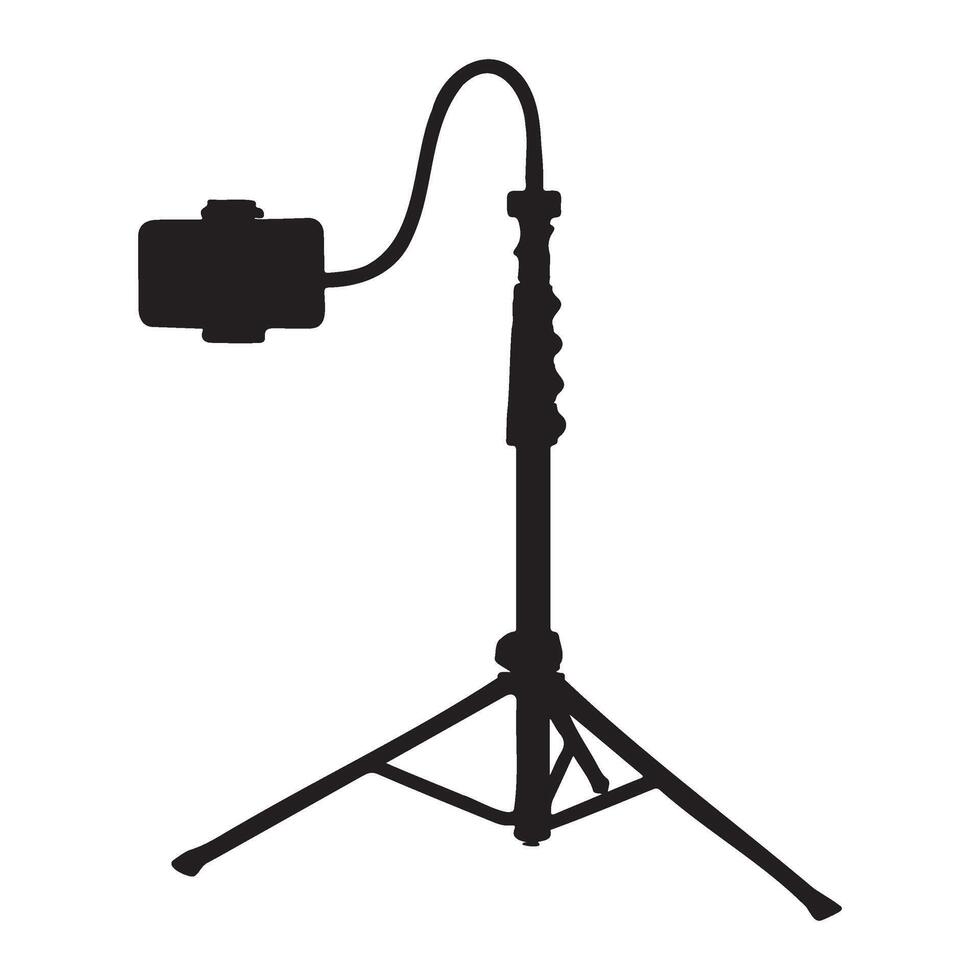 Smartphone Tripod with Flexible Gooseneck Silhouette Illustration vector