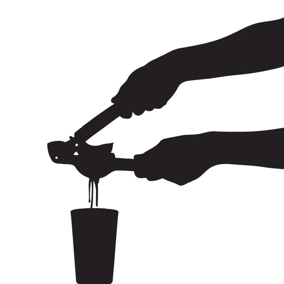 Lemon Squeeze by Hands Silhouette Illustration vector
