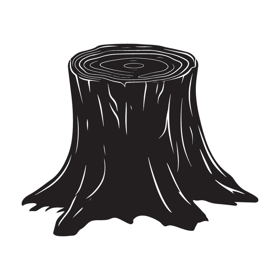 Pine tree stump silhouette illustration vector