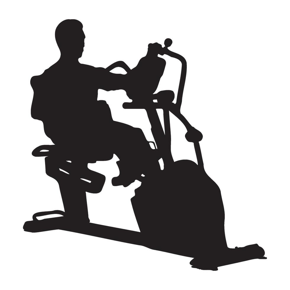 Recumbent Elliptical Cross Training Machine Silhouette Illustration vector