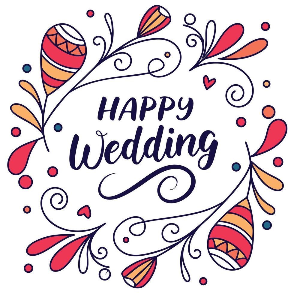 Happy Wedding Circle Pop Ornament Greeting vector