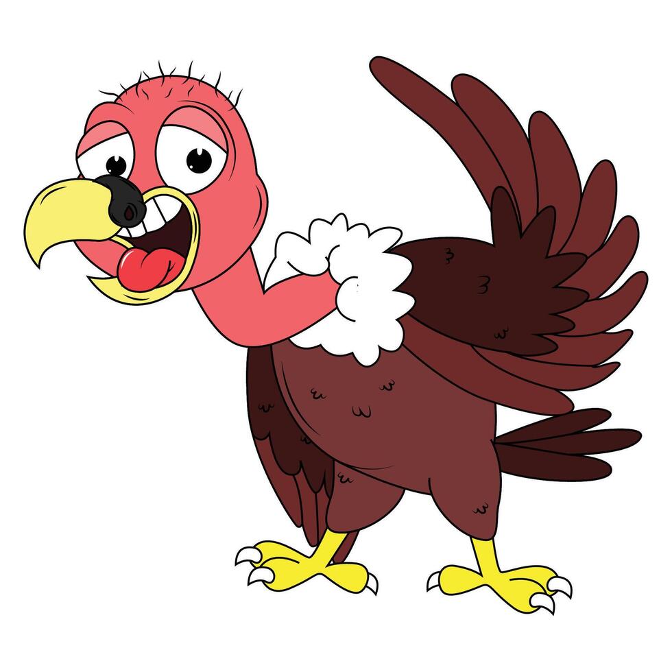 Cute Vulture Bird Cartoon Illustration Design vector