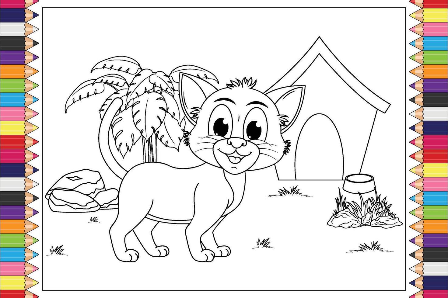 Coloring Cat Animal Cartoon vector
