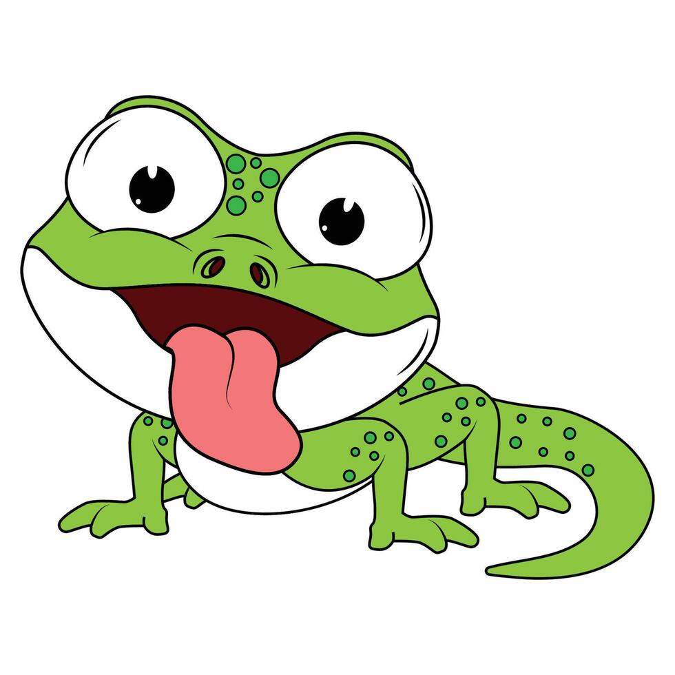 Funny Green Newt Animal Cartoon Illustration vector