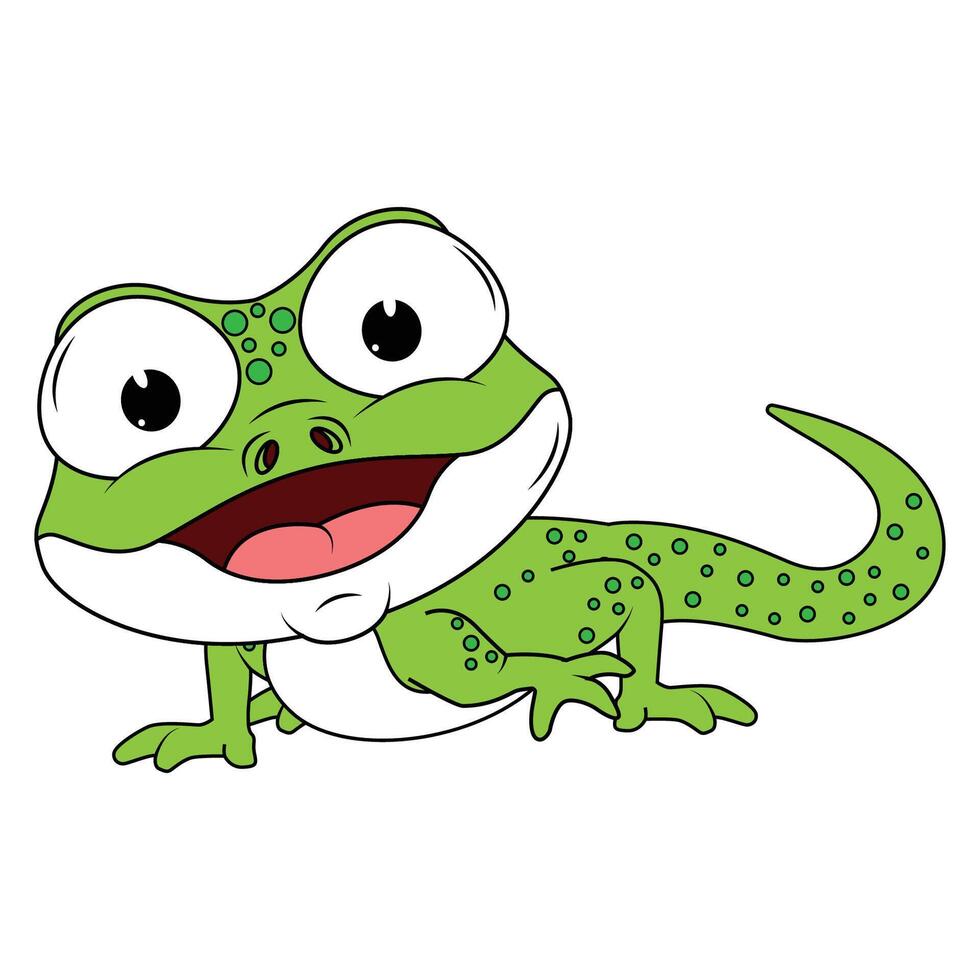 dorable Green Newt Animal Cartoon Illustration Dsign vector