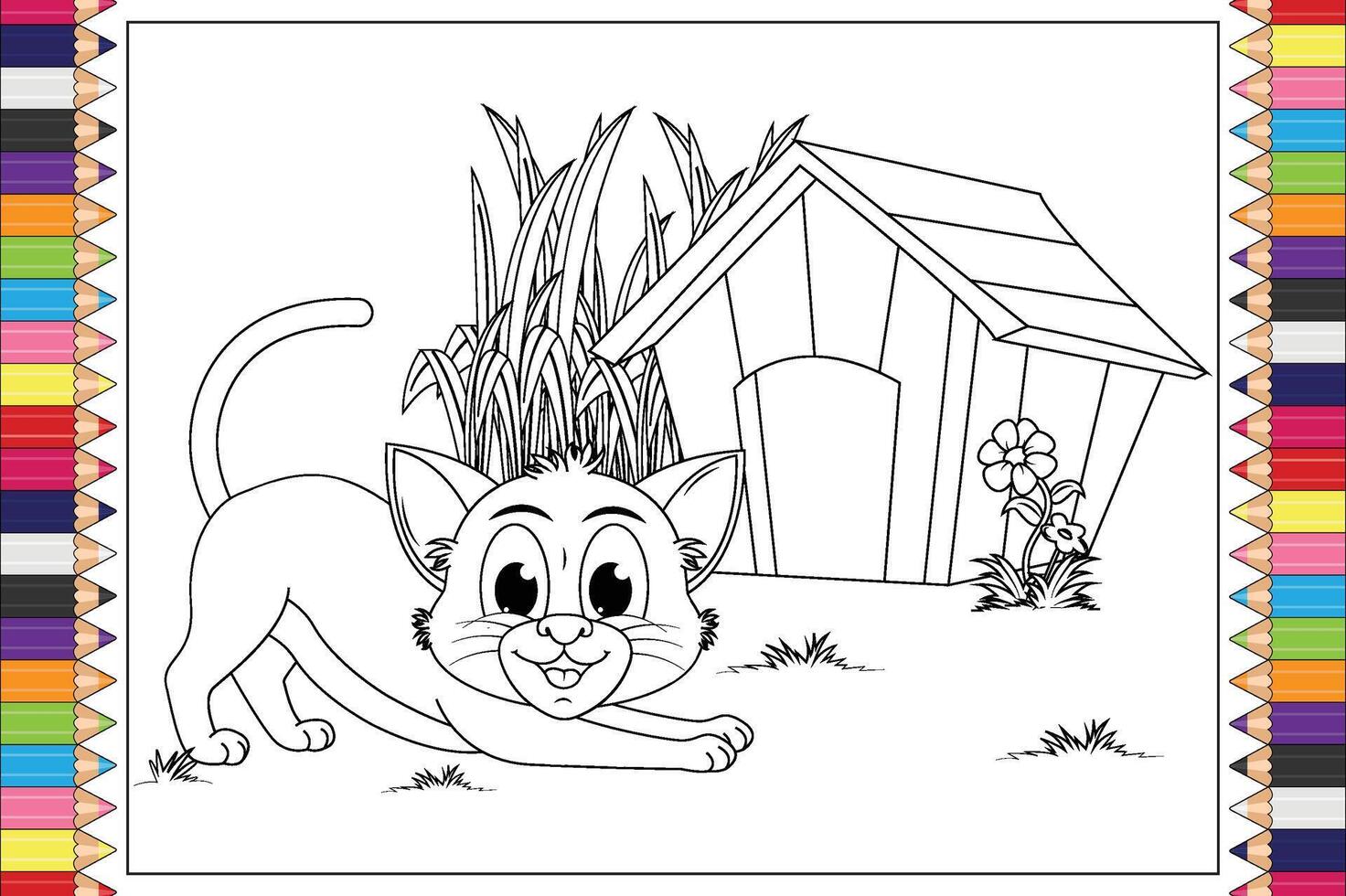 Funny Coloring Cat Animal vector