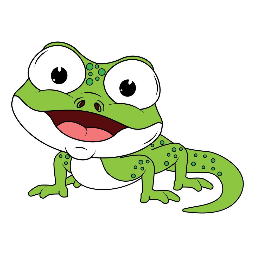 Cute Green Newt Animal Cartoon Illustration vector