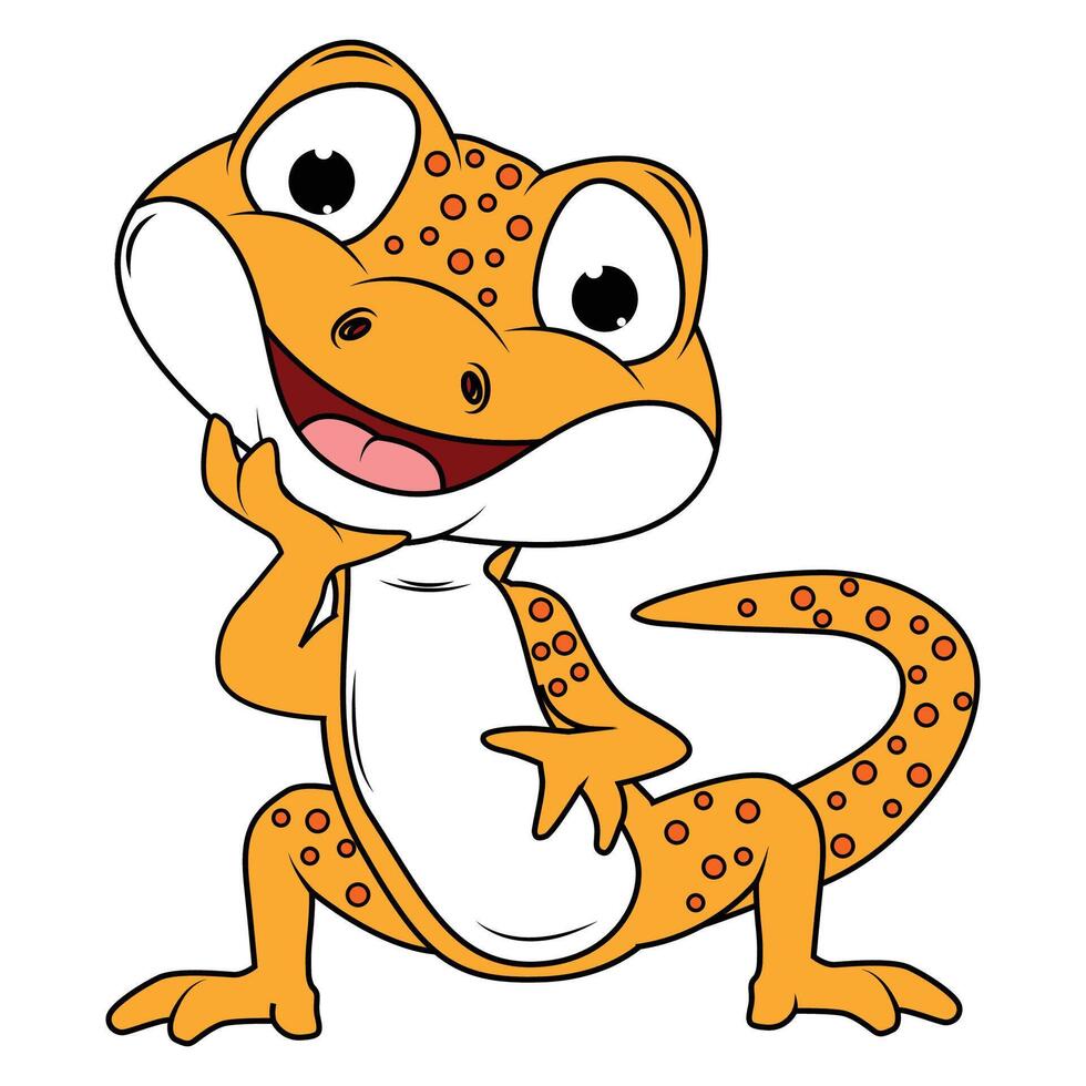 Adorable Newt Animal Cartoon Illustration Design vector