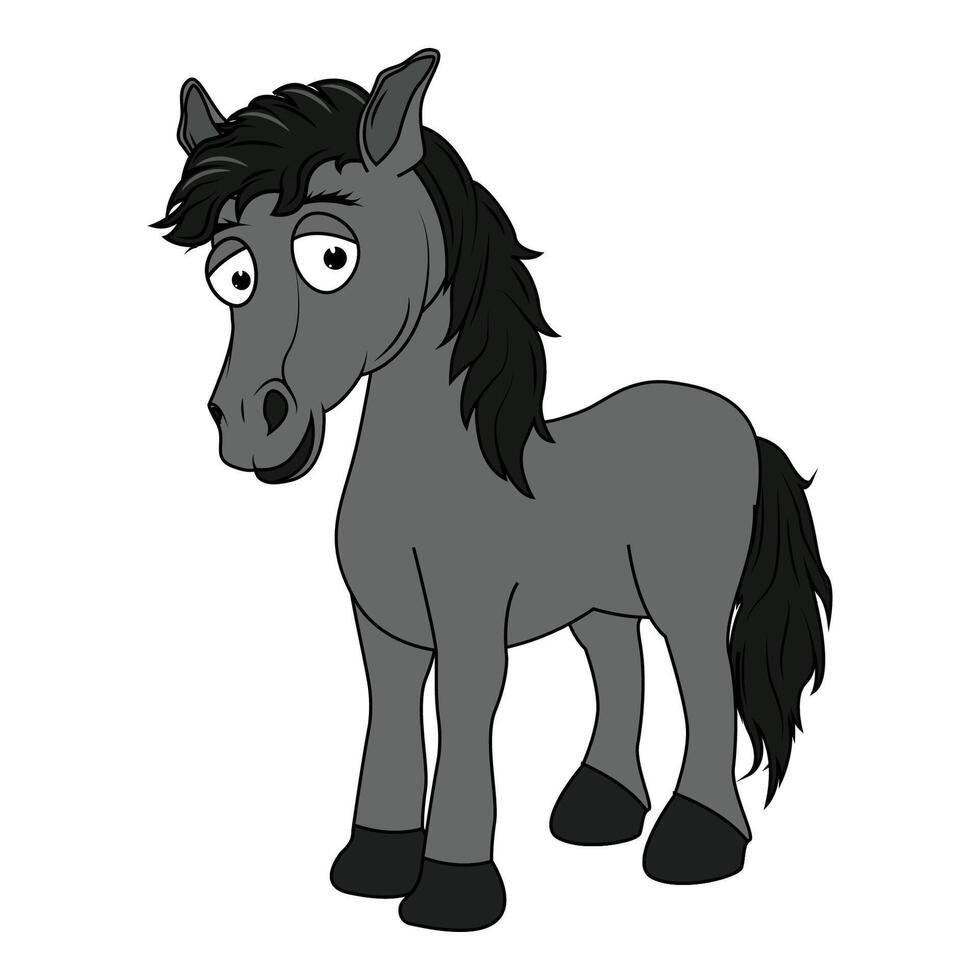 funny horse cartoon with pose vector