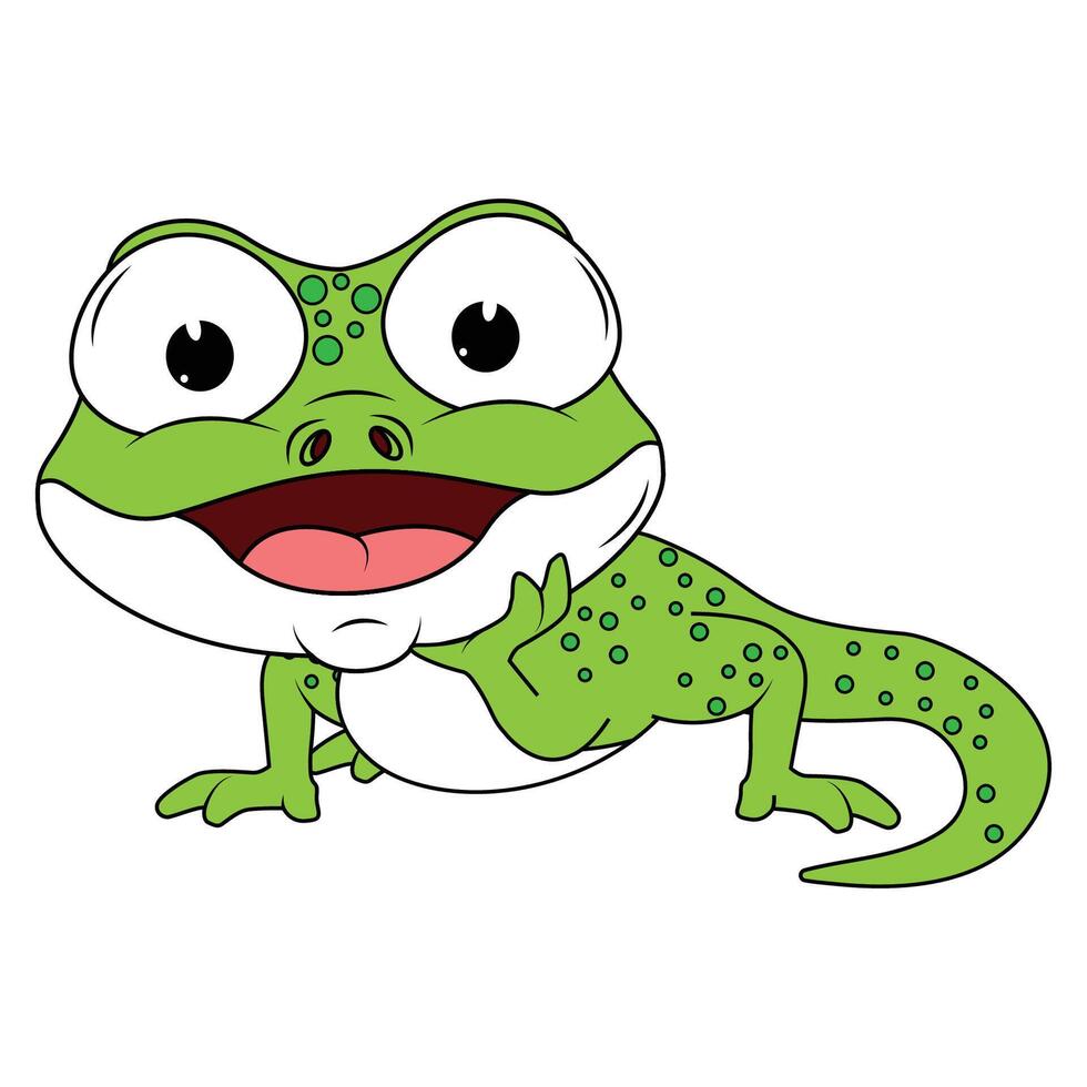 Funny Green Newt Animal Cartoon Illustration Design vector