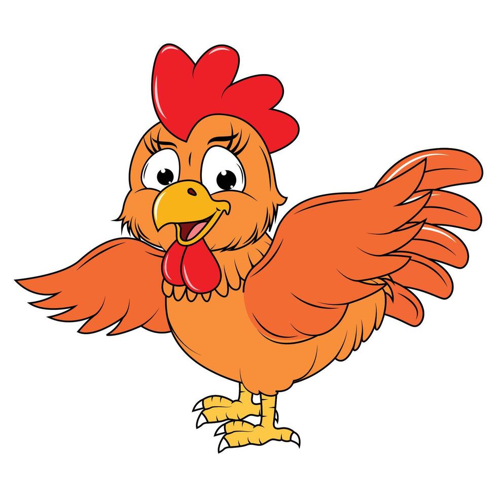funny hen animal cartoon illustration vector