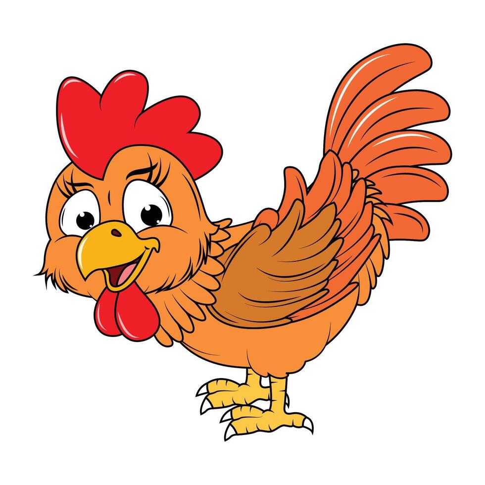 adorable hen animal cartoon vector