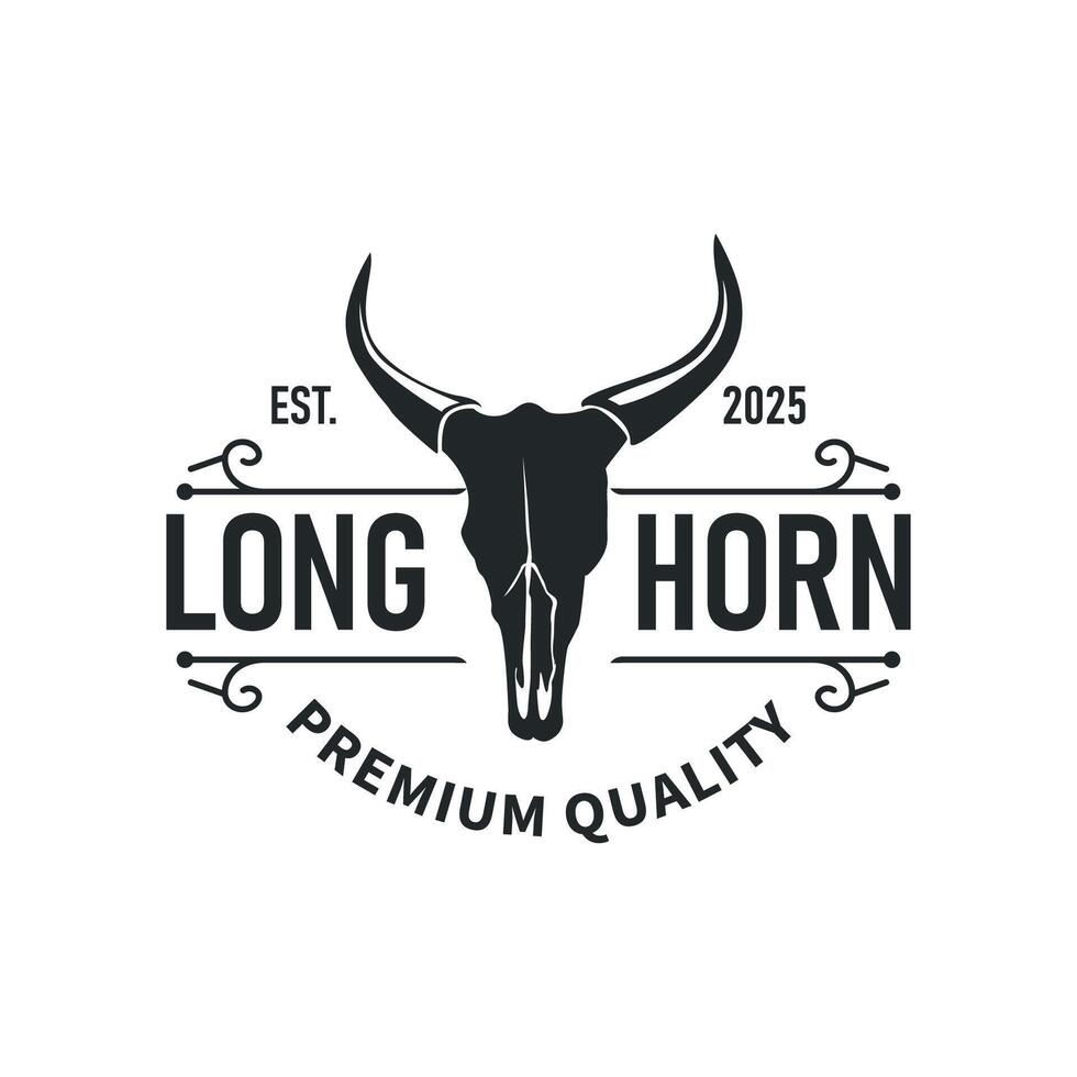 vintage retro design longhorn logo illustration horn symbol from old ranch concept template in west texas vector