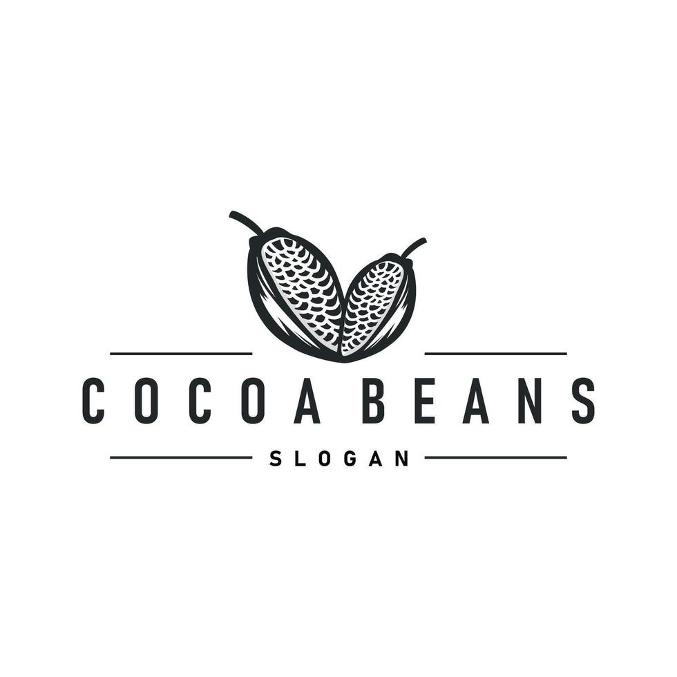 simple cocoa bean logo plant design symbol retro vintage concept of cocoa garden as illustration of a business or product brand template vector