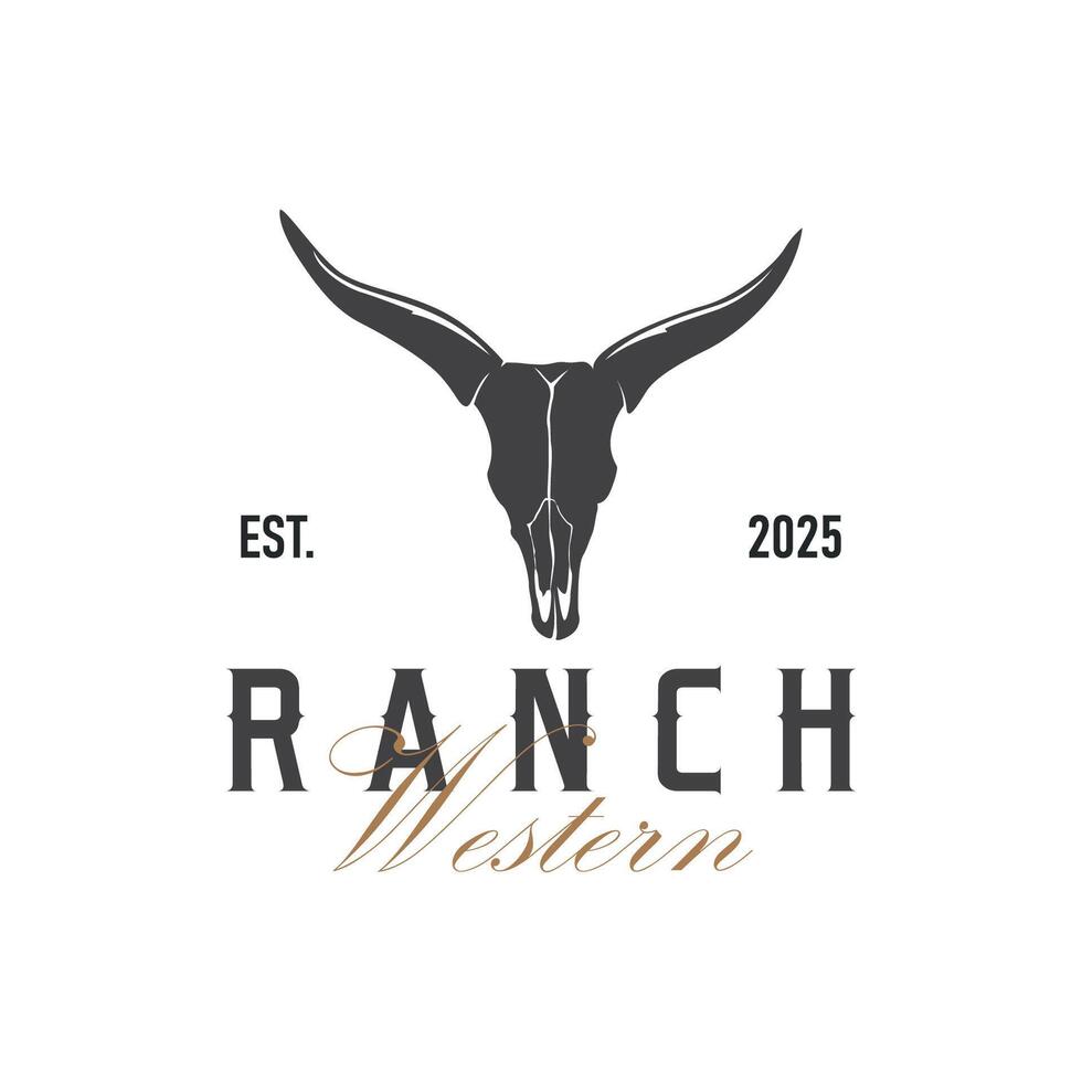 vintage retro with longhorn logo illustration horn symbol from old ranch concept template in west texas vector