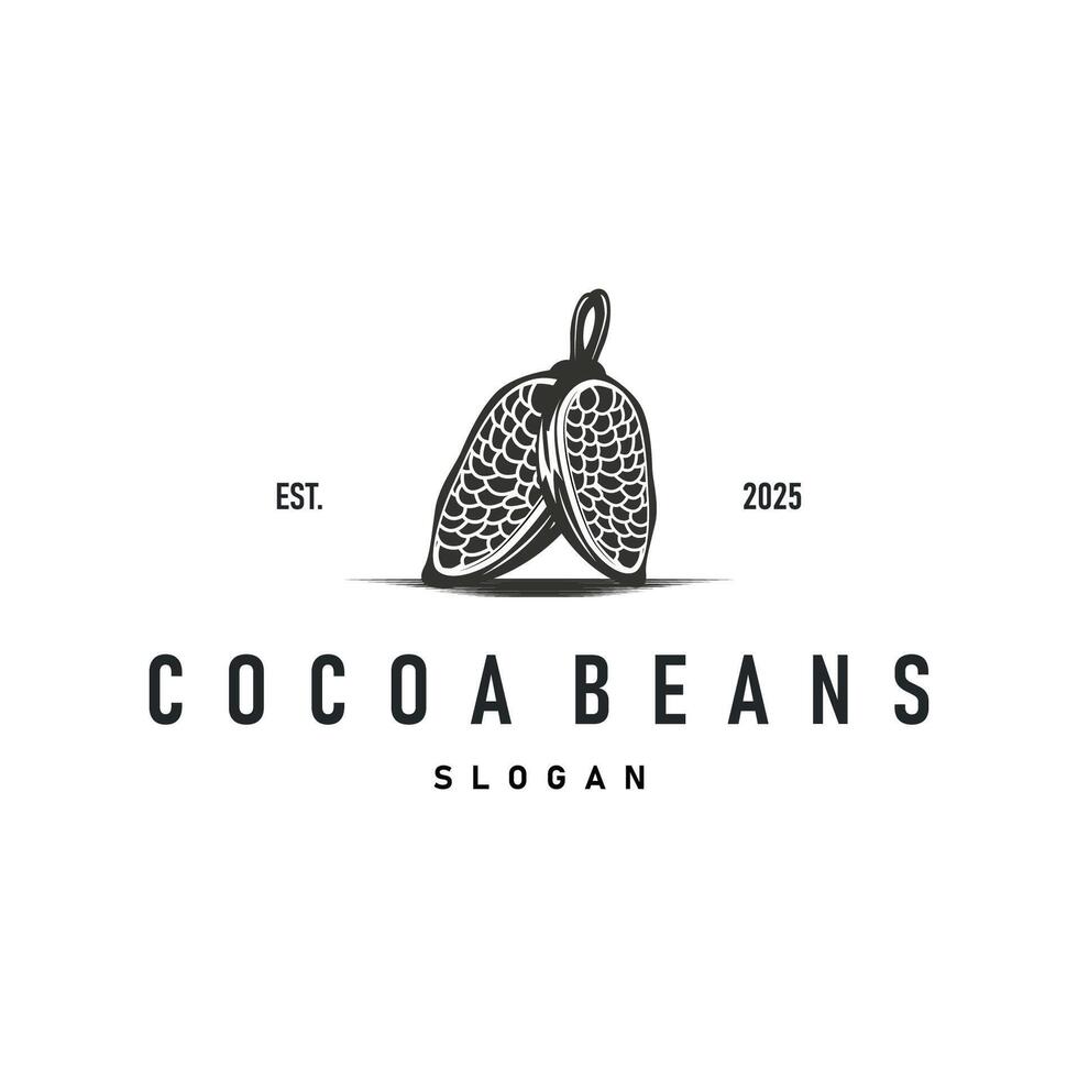 simple cocoa bean logo plant design symbol retro vintage concept of illustration of a business or product brand template vector