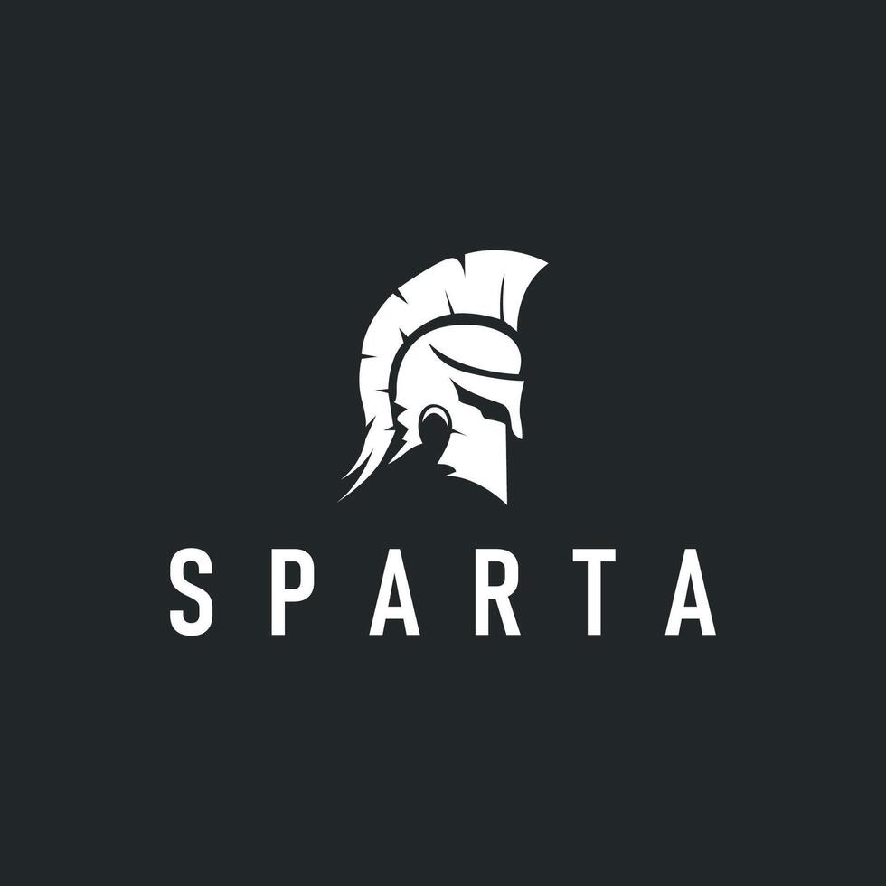 spartan logo vintage concept old spartan kingdom fighter black silhouette templet design vector