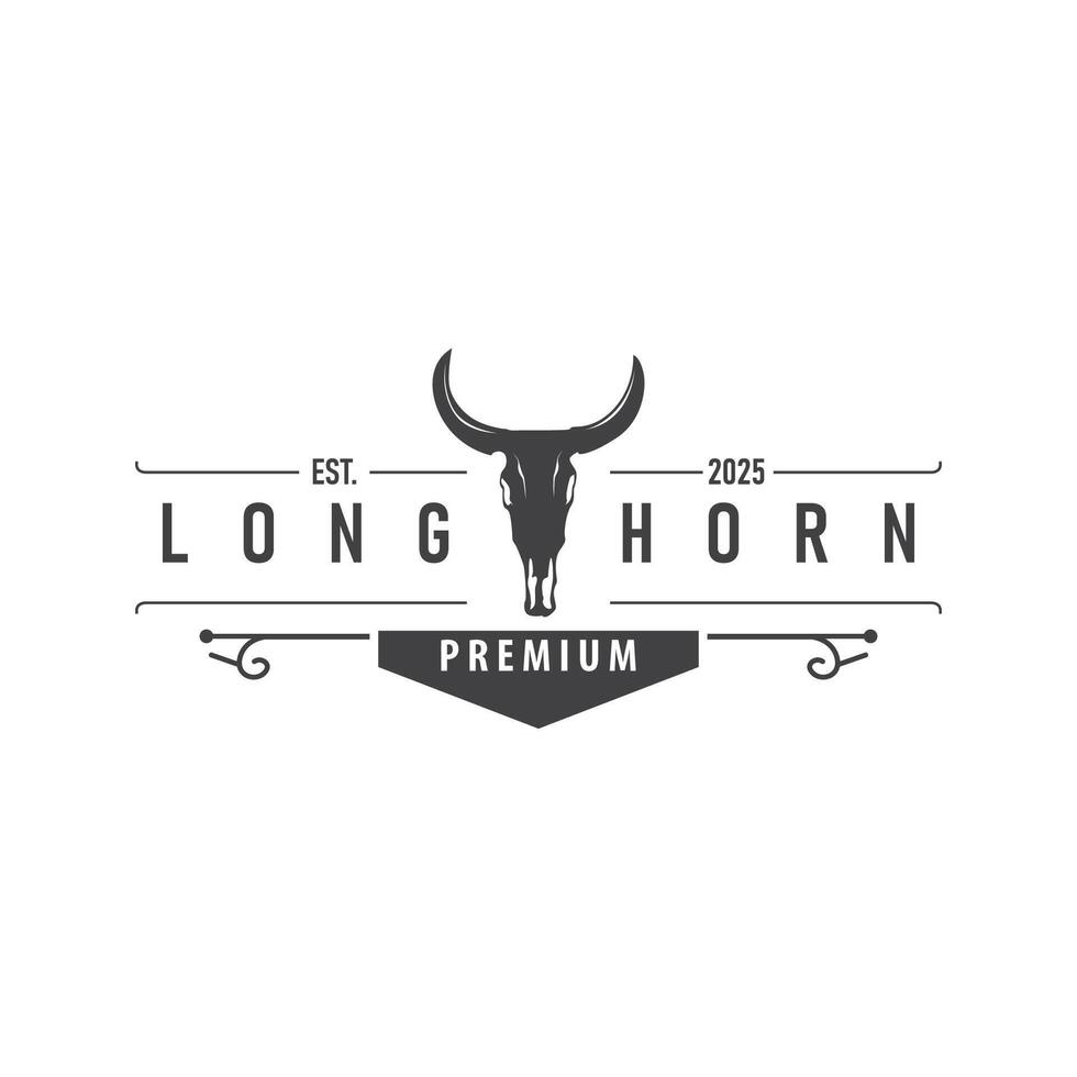 vintage retro design concept with longhorn logo illustration horn symbol from old vector