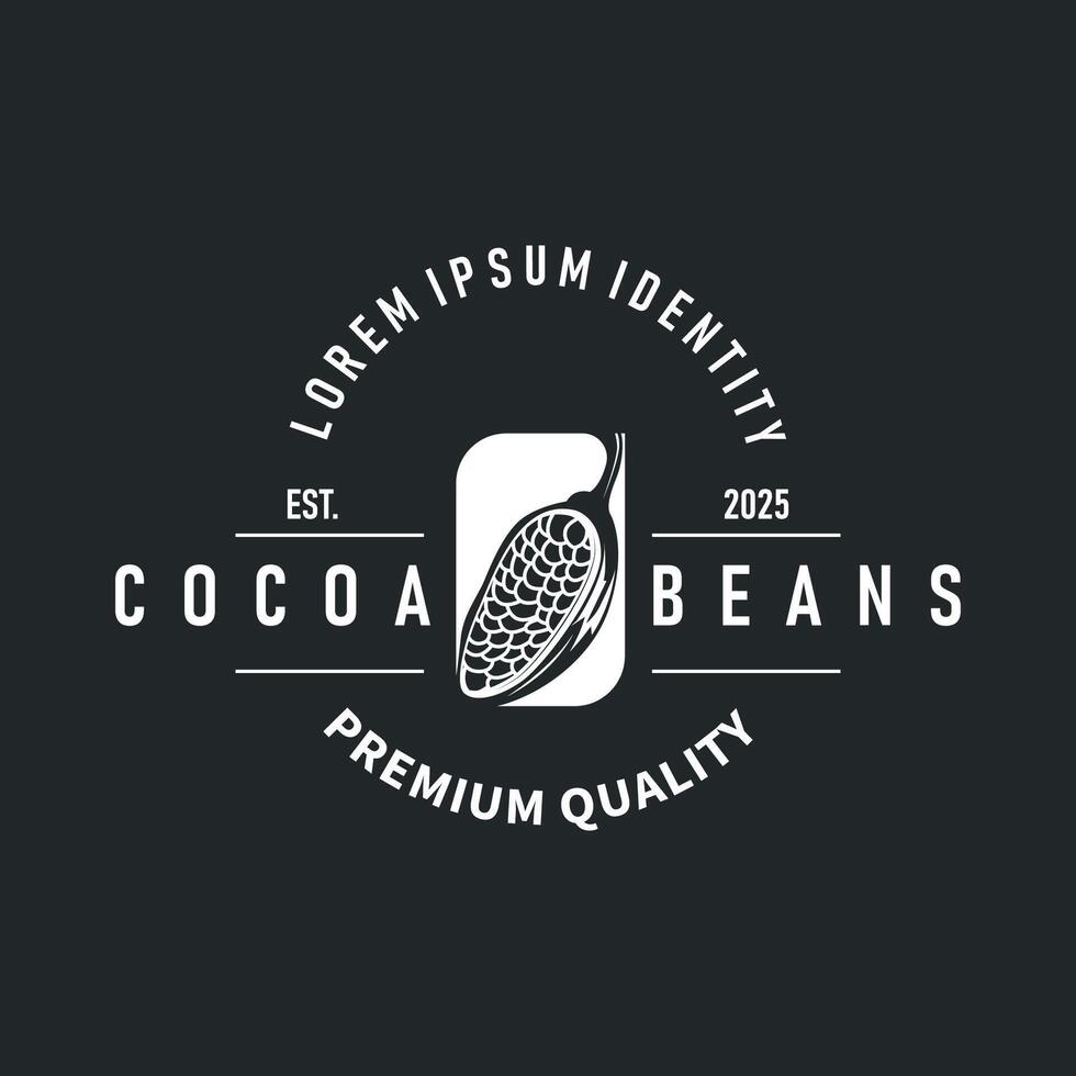 simple cocoa bean logo plant design symbol retro vintage concept of cocoa garden as an illustration of or product brand template vector
