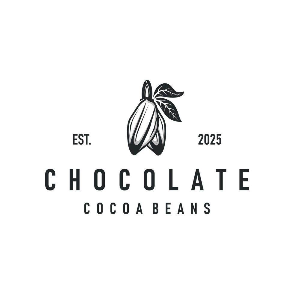 simple cocoa bean logo plant design symbol retro vintage concept of cocoa garden as an of a business or product brand template vector
