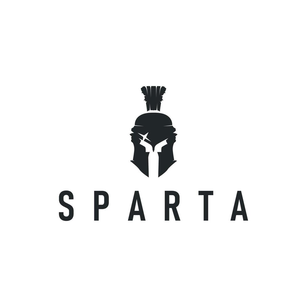 spartan logo illustration vintage concept old spartan kingdom black silhouette templet design vector