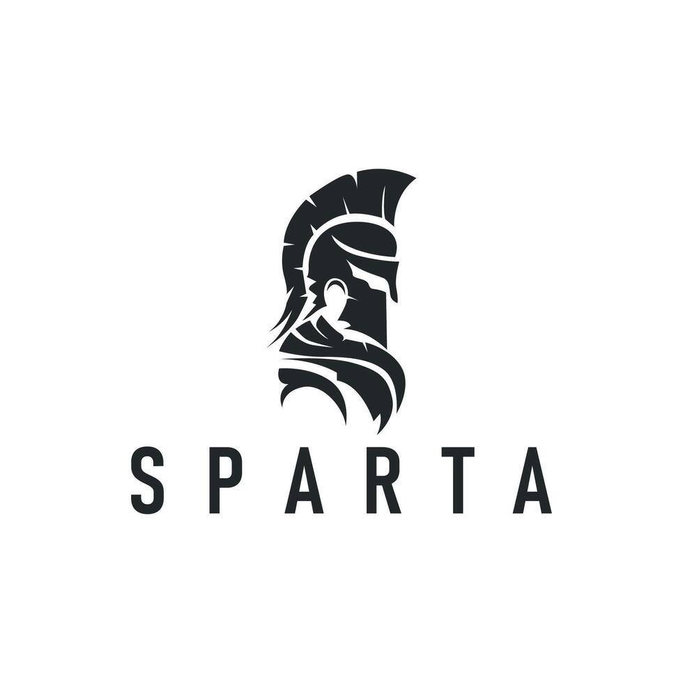 spartan logo illustration vintage concept spartan kingdom fighter black silhouette templet design vector