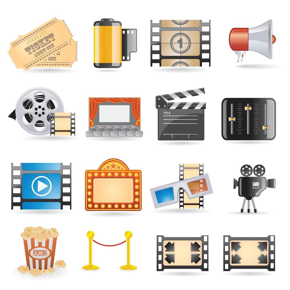 A new Movie Cinema Icon Set vector