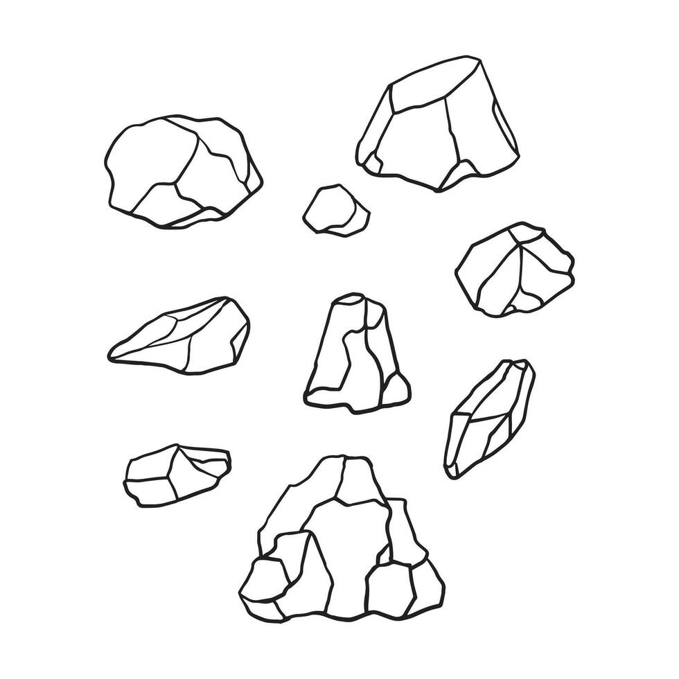 Hand drawn rock stone illustrations vector