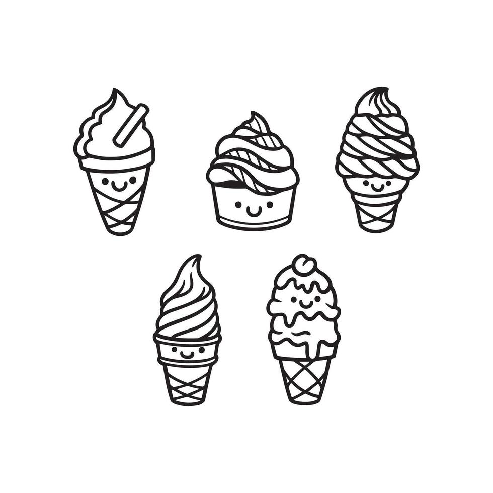 Hand drawn ice cream icon designs vector
