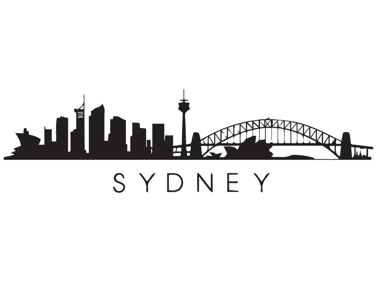 Sydney Skyline Silhouette with Harbour Bridge vector