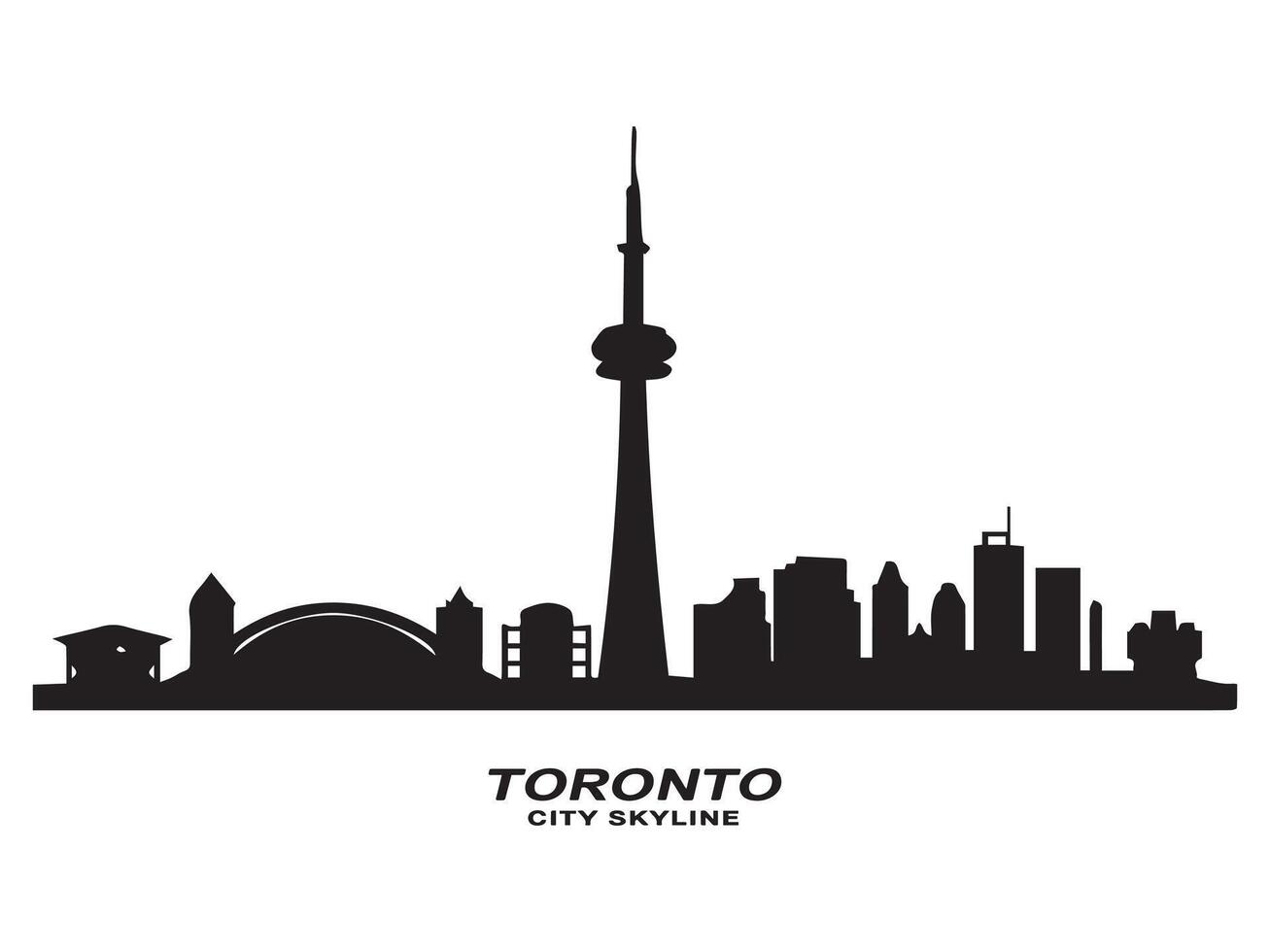 Toronto Skyline Silhouette Featuring the Iconic CN Tower vector
