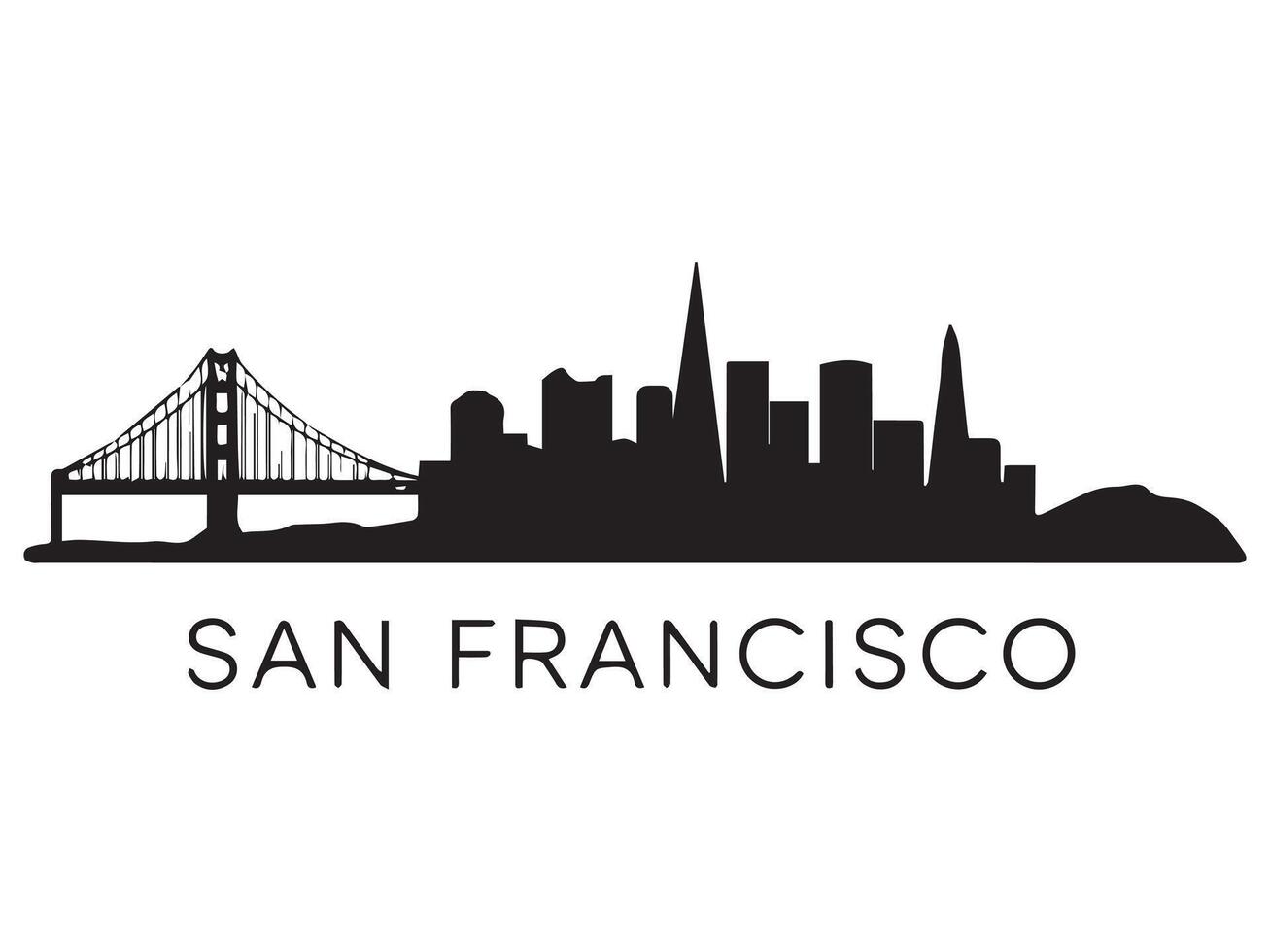 Golden Gate Bridge with San Francisco City Silhouette vector