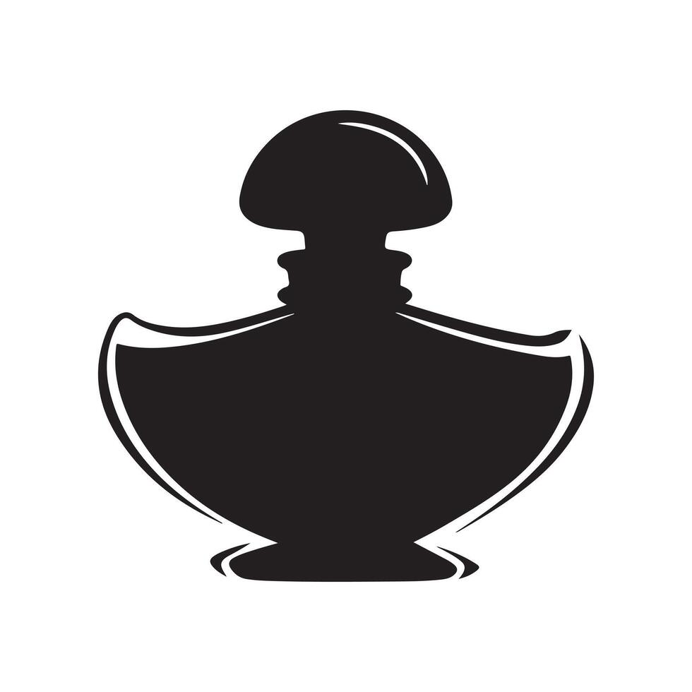 Artistic Black and White Perfume Bottle Silhouette vector