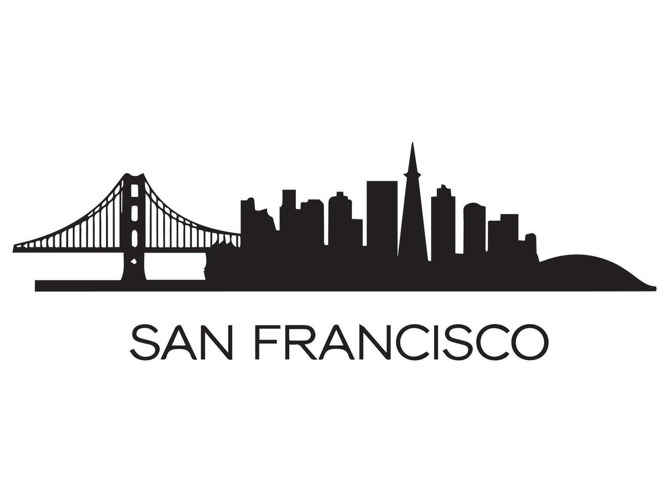 San Francisco Skyline Silhouette Featuring the Golden Gate Bridge vector