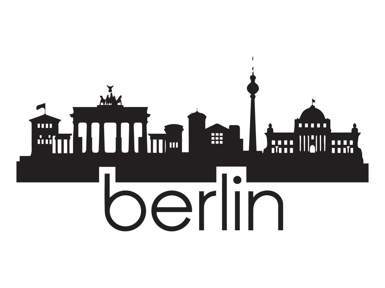 Berlin Skyline Silhouette with Brandenburg Gate and TV Tower vector