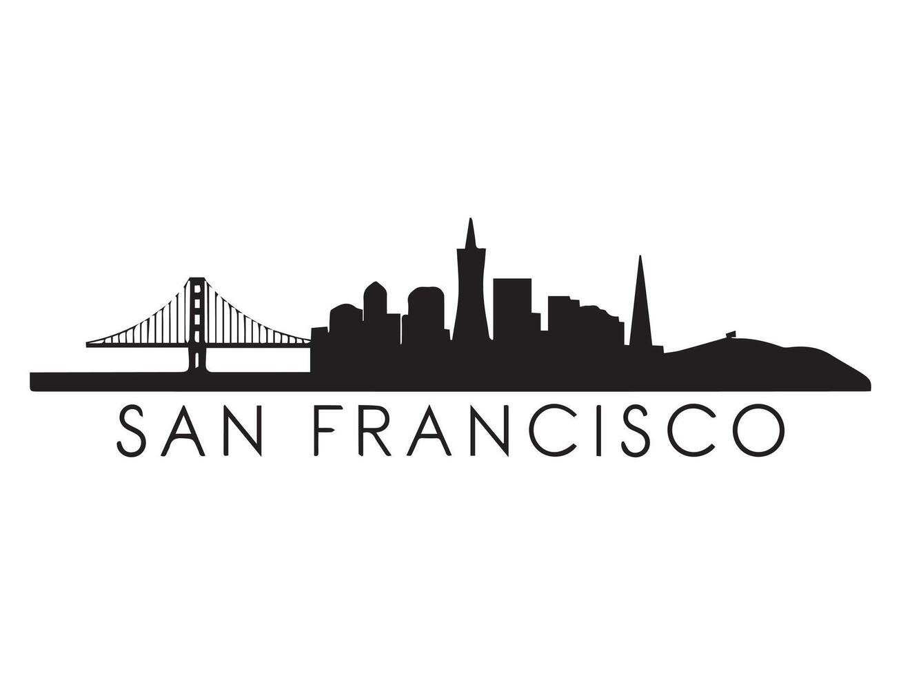 San Francisco Skyline Silhouette with Golden Gate Bridge vector
