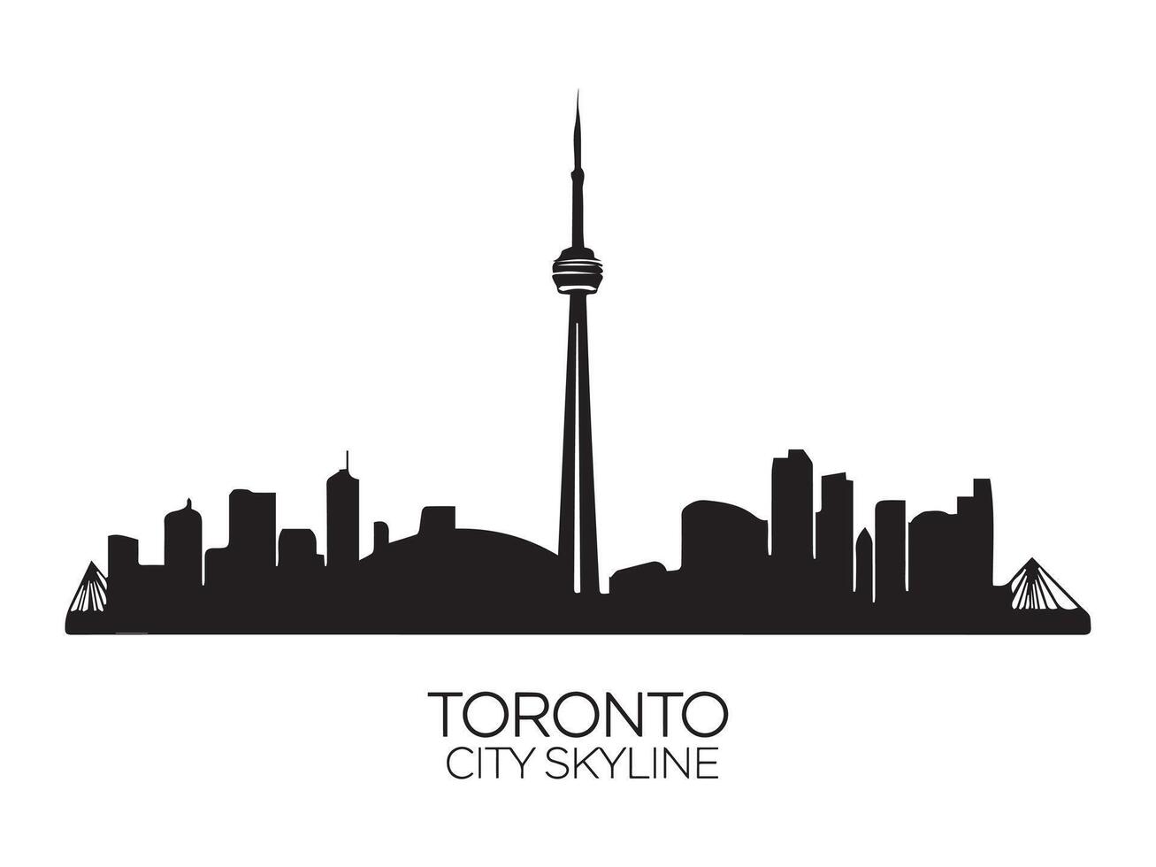 Black Silhouette of Toronto Skyline and CN Tower vector