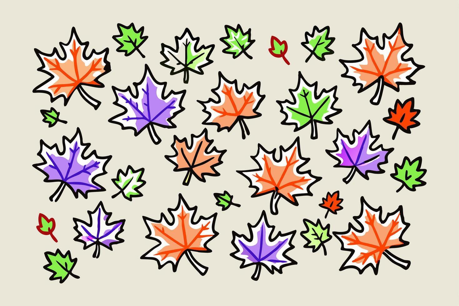 Hand-drawn seamless background featuring red and white maple leaves in various doodle styles. Perfect for Canada Day designs, posters, packaging, or fabric patterns vector