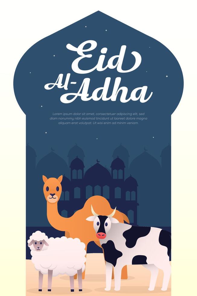 eid al adha poster illustration in gradient design style vector