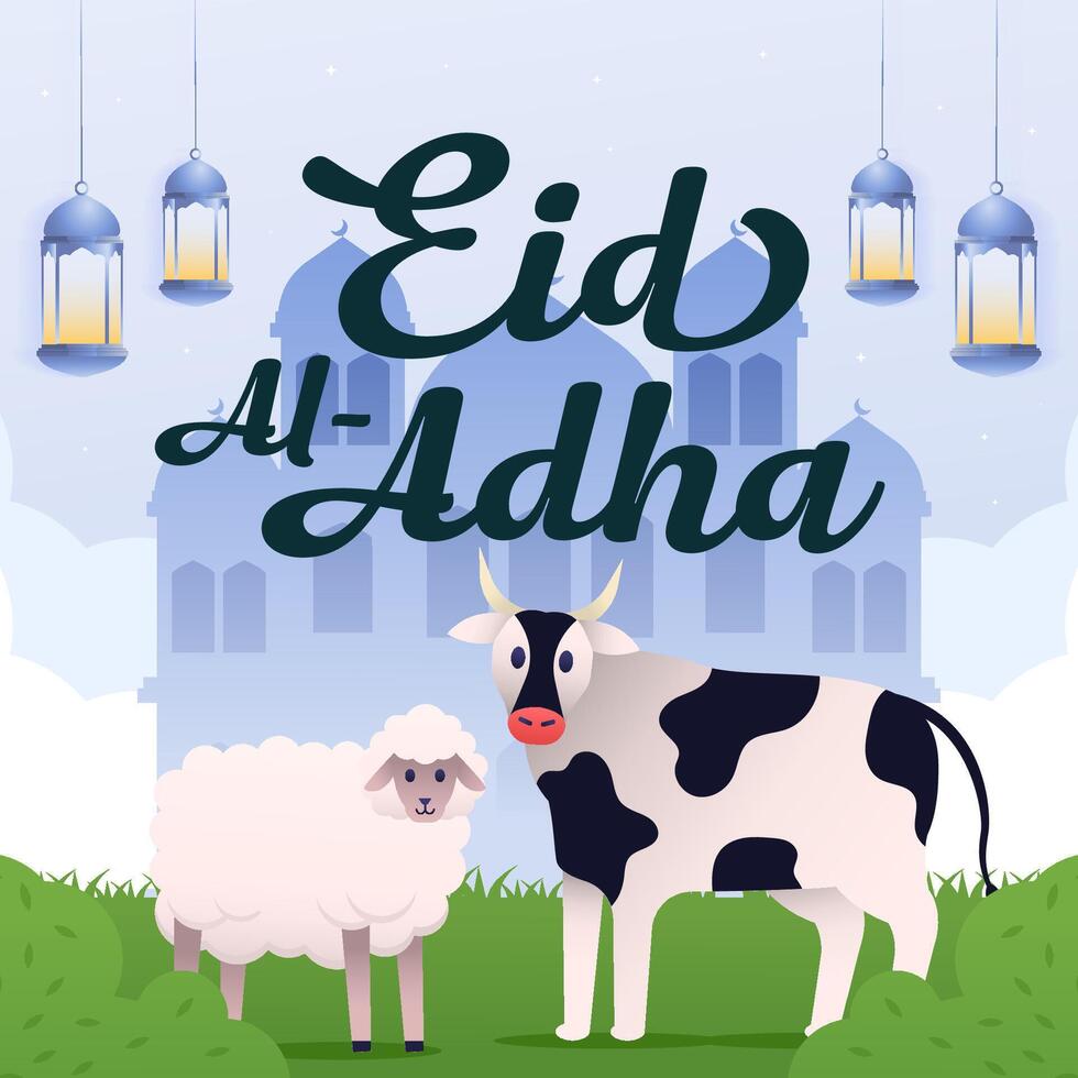 illustration to celebrate eid al adha in gradient style vector